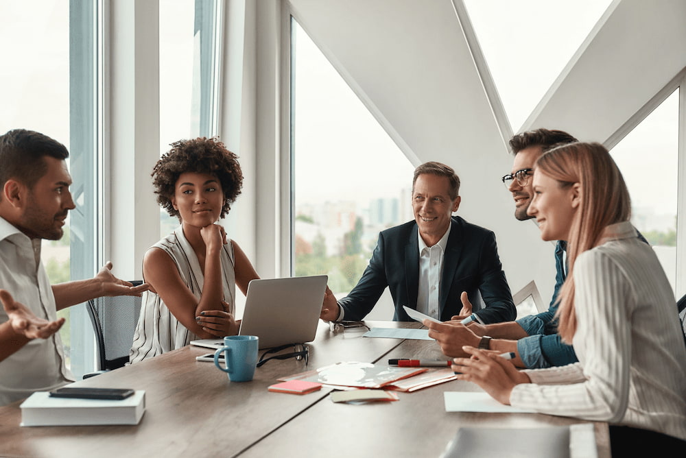 Smiling people in a meeting